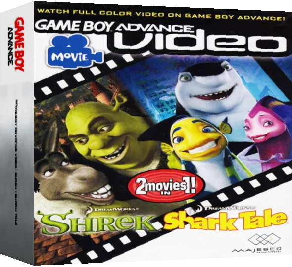 Game Boy Advance Video - Shrek + Shark Tale — box-3D (US)