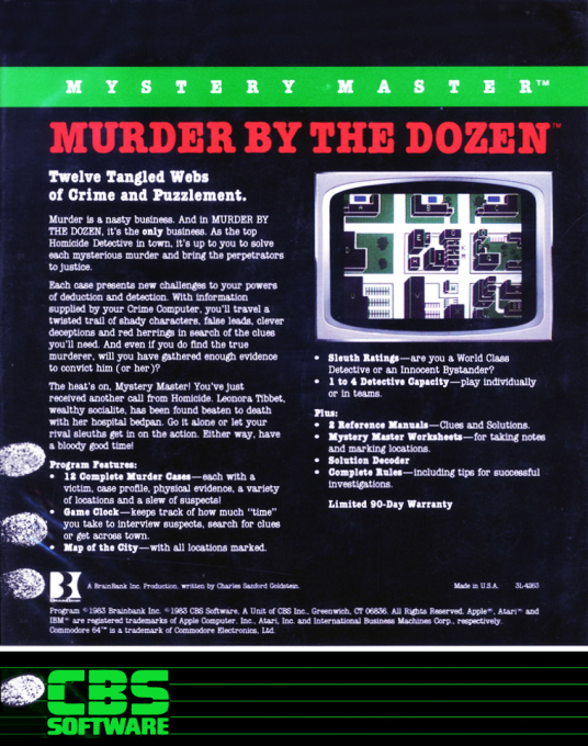 Mystery Master - Murder By The Dozen — box-2D-back (US)