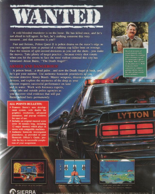 Police Quest 2 - The Vengeance — box-2D-back (US)