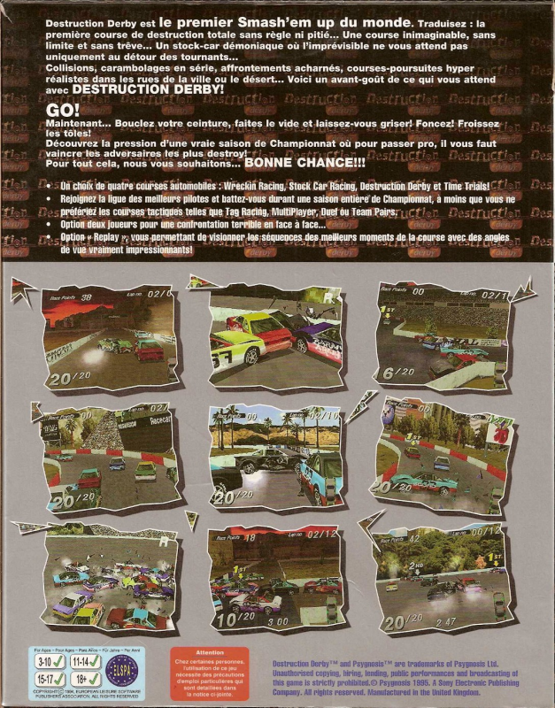 Destruction Derby — box-2D-back (FR)