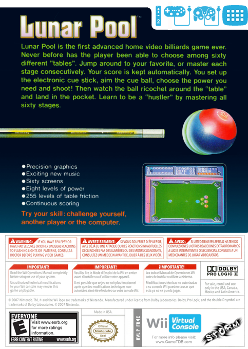 Lunar Pool — box-2D-back (US)