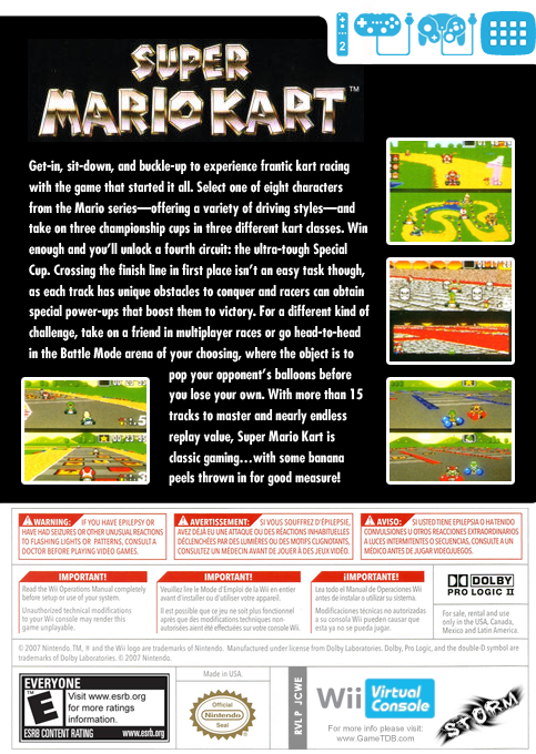 Super Mario Kart — box-2D-back (US)