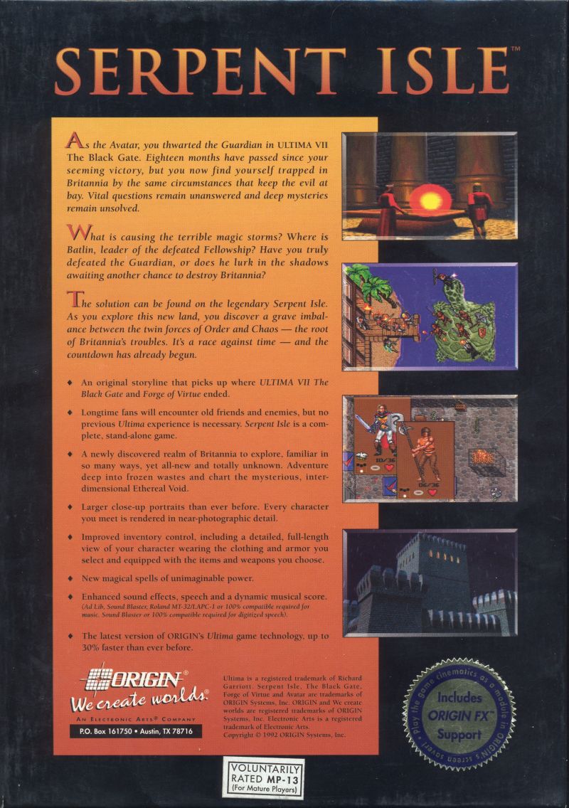Ultima VII: Part Two - Serpent Isle + The Silver Seed — box-2D-back (WOR)
