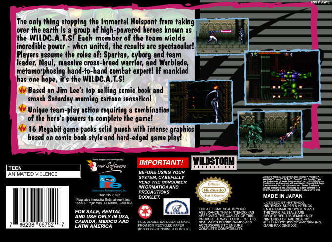 Jim Lee's Wildc.a.t.s - Covert-action-teams — box-2D-back (US)