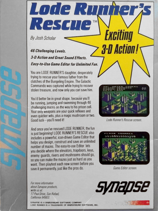 Lode Runner's Rescue — box-2D-back (US)
