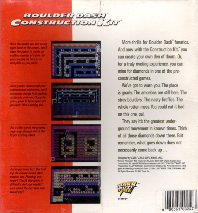 Boulder Dash Construction Kit — box-2D-back (US)