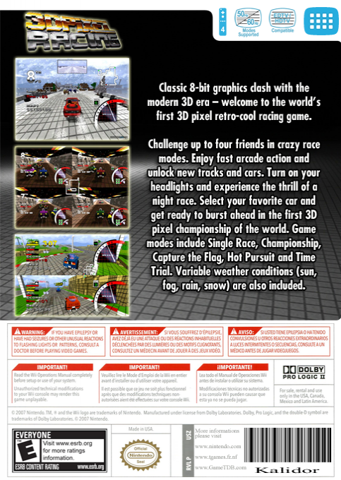 3d Pixel Racing — box-2D-back (US)