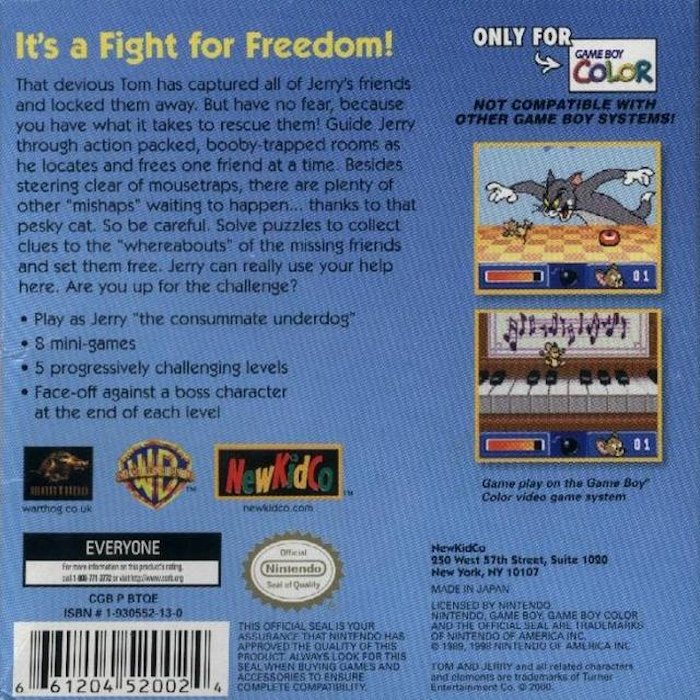 Tom and Jerry in Mouse Attacks! — box-2D-back (US)