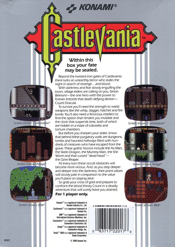 Castlevania — box-2D-back (US)