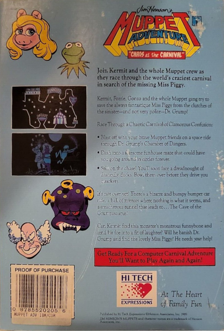 Jim Henson's Muppet Adventure No. 1 - Chaos At The Carnival — box-2D-back (US)