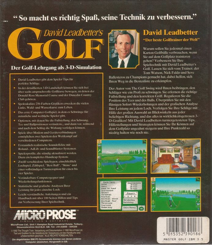 David Leadbetter's Golf — box-2D-back (DE)