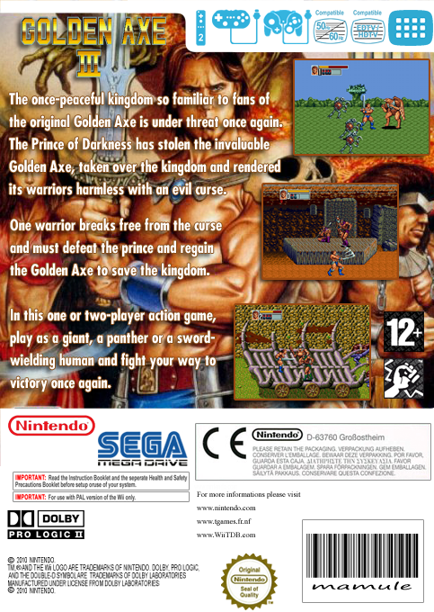 Golden Axe 3 — box-2D-back (EU)