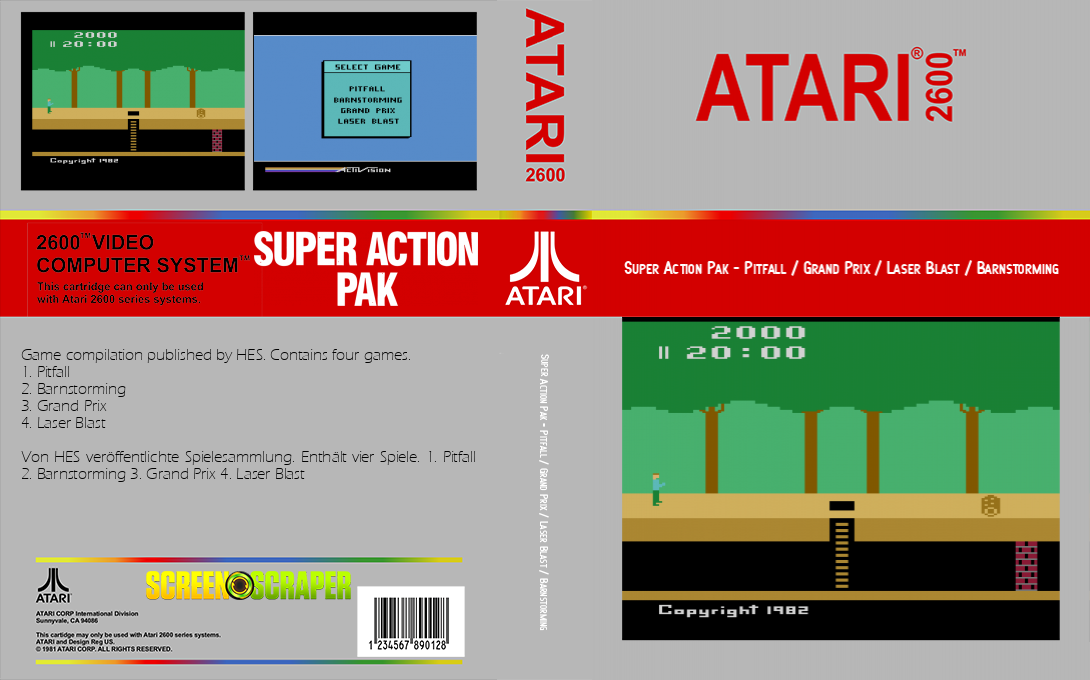 Super Action Pak - Pitfall / Grand Prix / Laser Blast / Barnstorming — box-texture (SS)