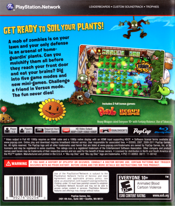 Plants vs. Zombies — box-2D-back (US)