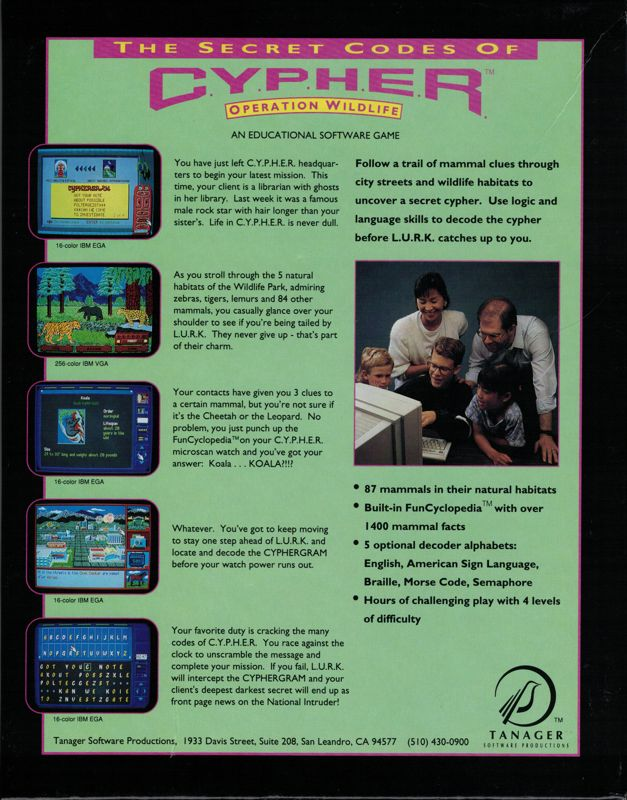 Secret Codes of C.Y.P.H.E.R., The - Operation Wildlife — box-2D-back (US)