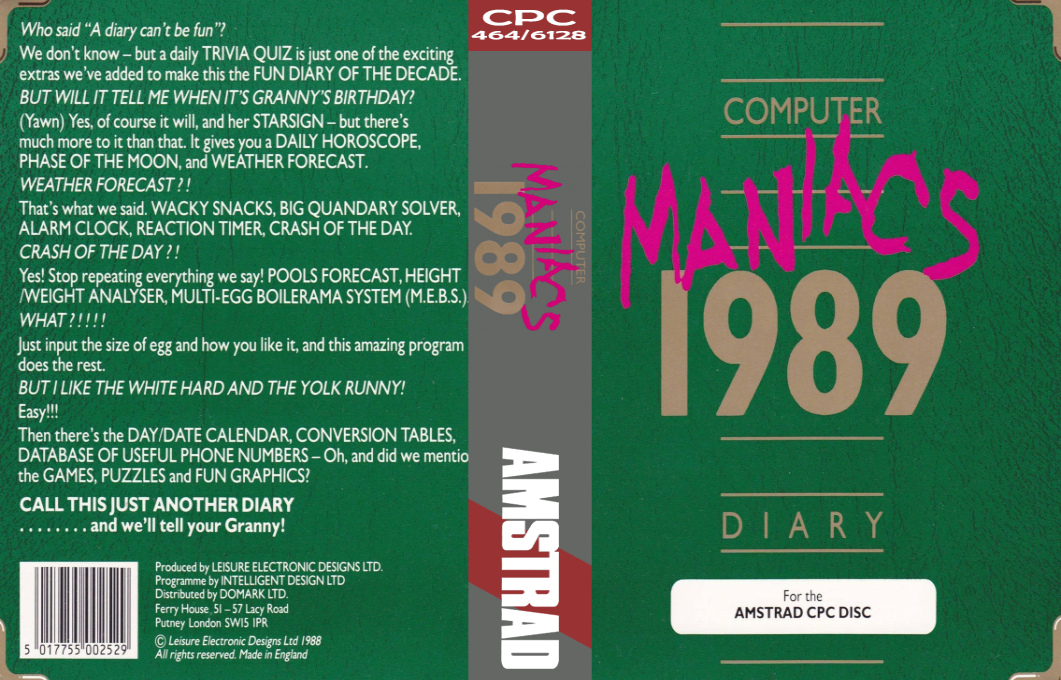 Computer Maniac's Diary — box-texture (EU)