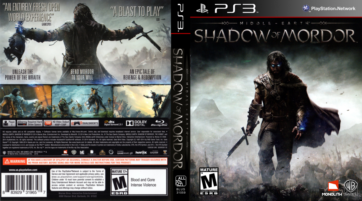 Middle-Earth - Shadow of Mordor — box-texture (US)