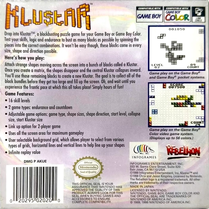 Klustar — box-2D-back (US)