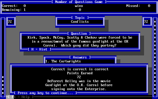 The Alcor Trivia Pro Classic Star Trek — ss (WOR)