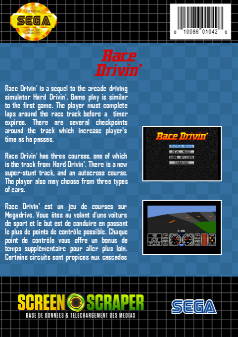 Race Drivin' — box-2D-back (SS)