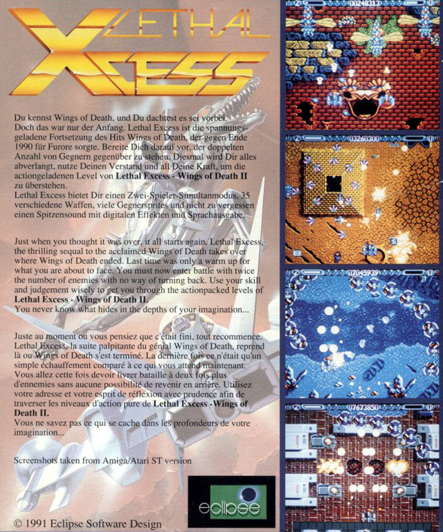 Lethal Xcess - Wings of Death II — box-2D-back (EU)