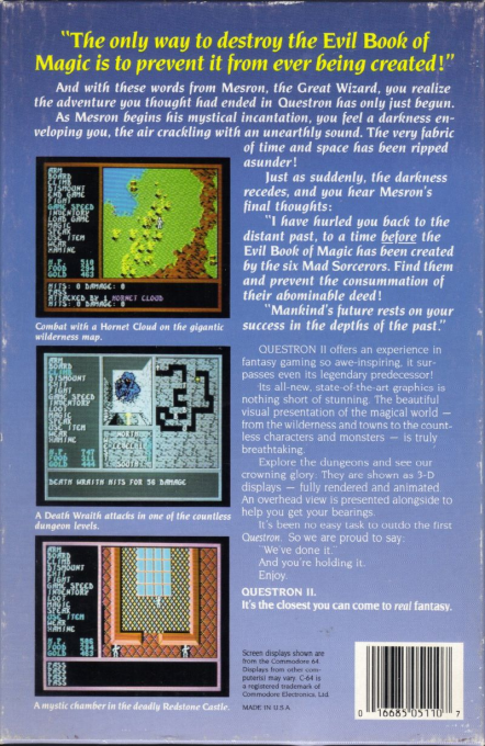 Questron 2 — box-2D-back (US)