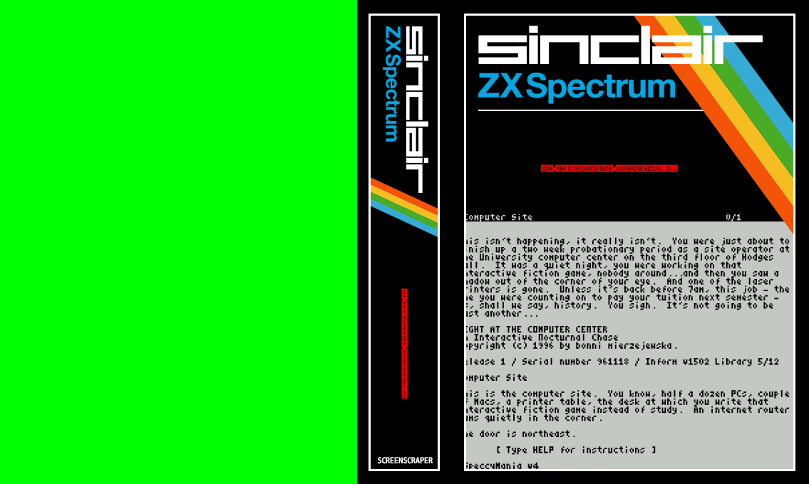 ZxZvm - Night at the Computer Center - An Interactive Nocturnal Chase — box-texture (SS)