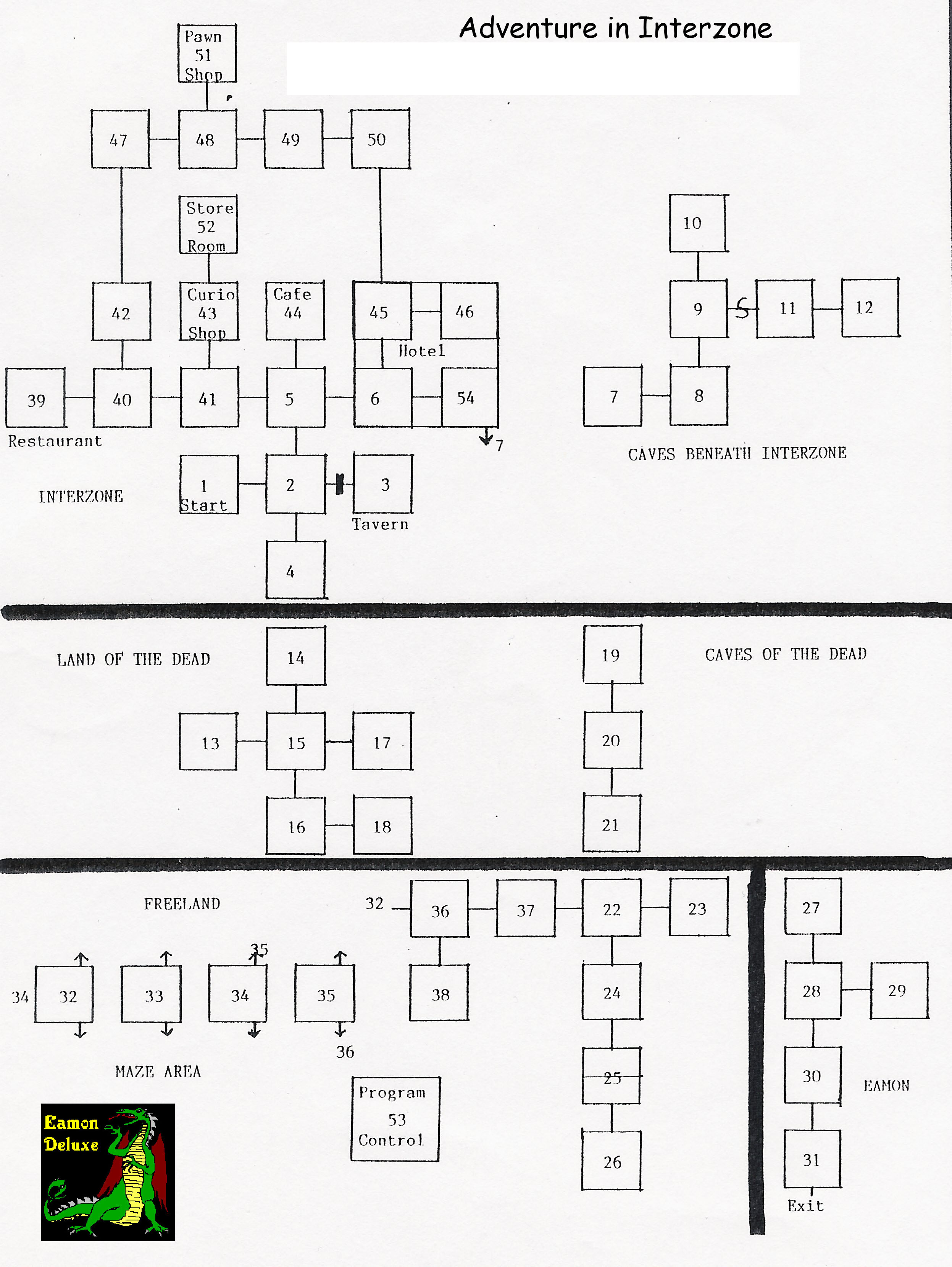 Eamon 225 - Adventure in Interzone — maps
