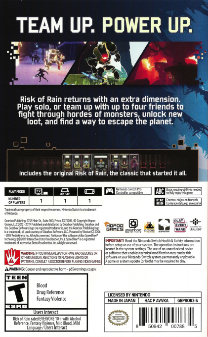 Risk of Rain 1 plus 2 — box-2D-back (US)
