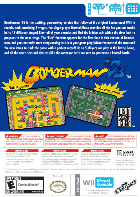 Bomberman '93 — box-2D-back (US)