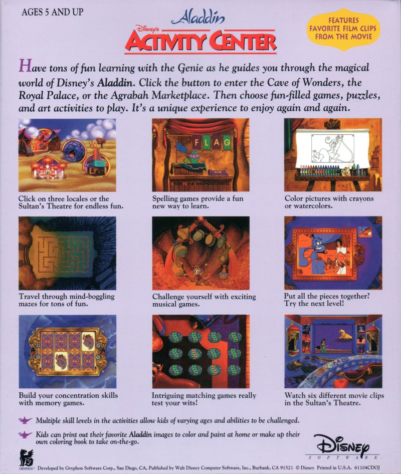 Disney's Aladdin Activity Center — box-2D-back (US)
