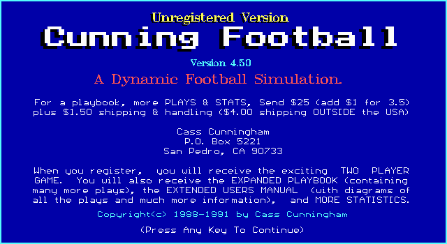 Cunning Football box art