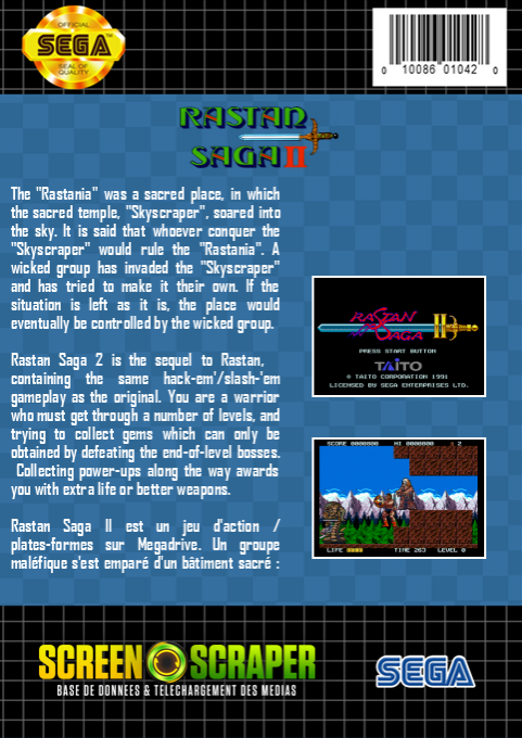 Rastan Saga 2 — box-2D-back (SS)