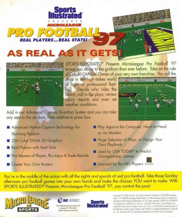 Microleague Pro Football 4.0 — box-2D-back (WOR)
