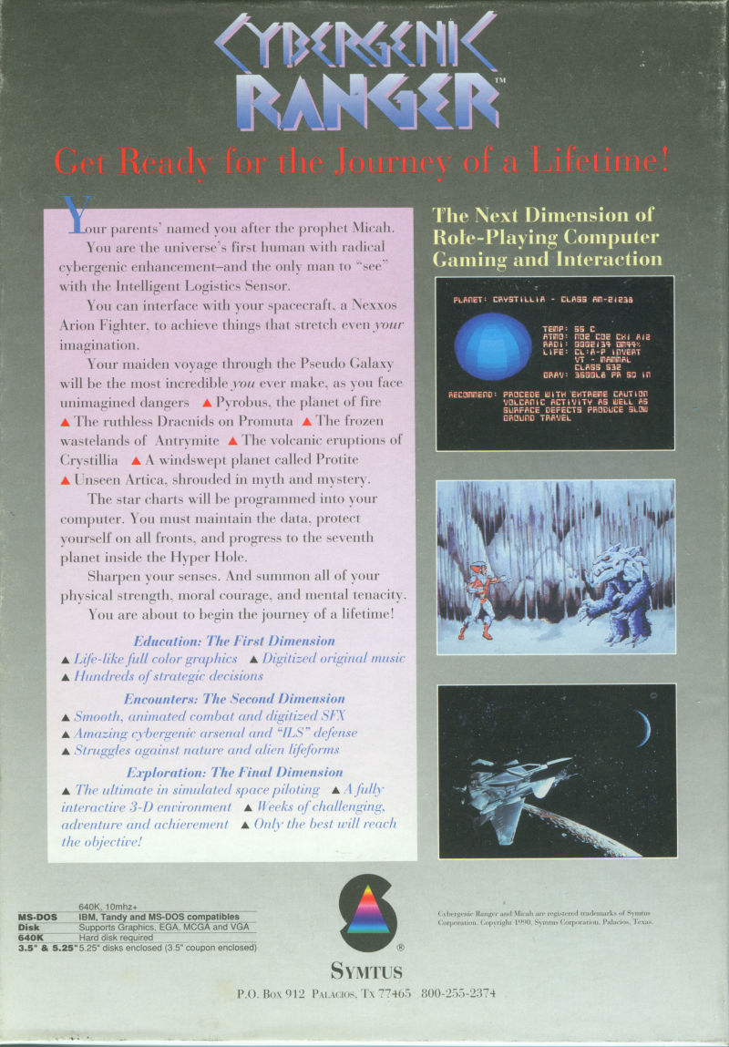 CyberGenic Ranger: Secret of the Seventh Planet — box-2D-back (US)