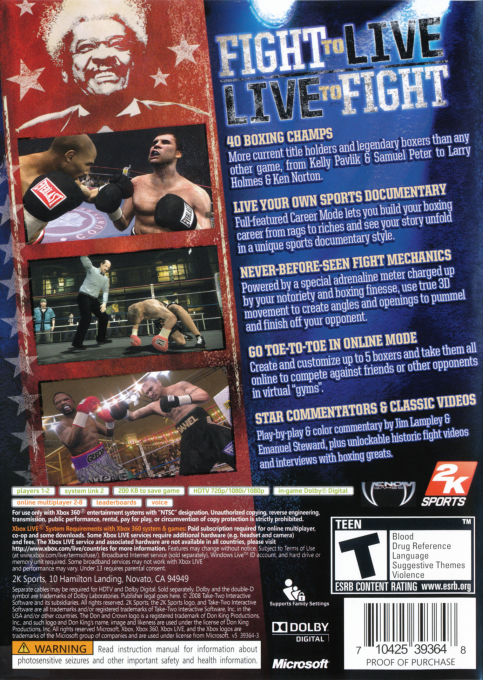 Don King Presents - Prizefighter — box-2D-back (US)