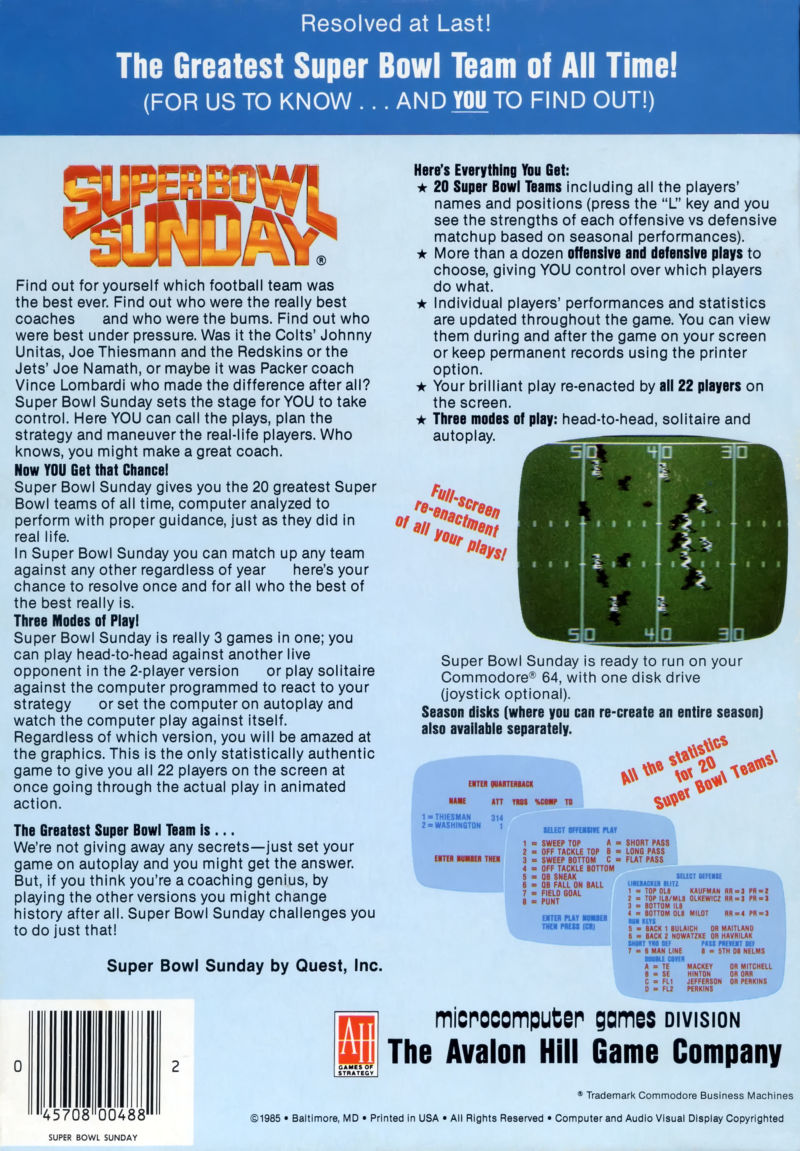Super Bowl Sunday — box-2D-back (US)