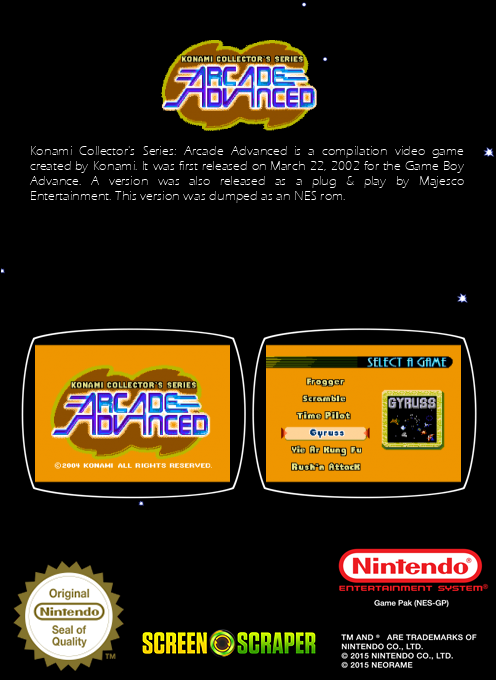 Konami Collector's Series - Arcade Advanced — box-2D-back (SS)
