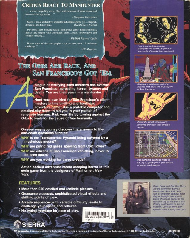 Manhunter 2 - San Francisco — box-2D-back (US)