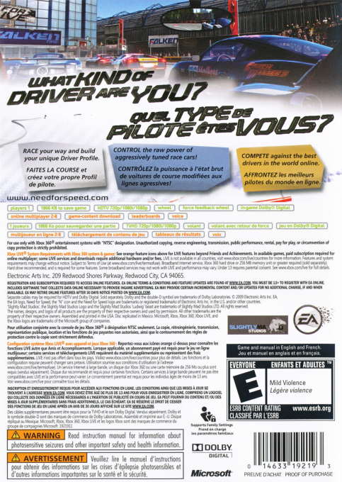 Need for Speed - Shift — box-2D-back (US)