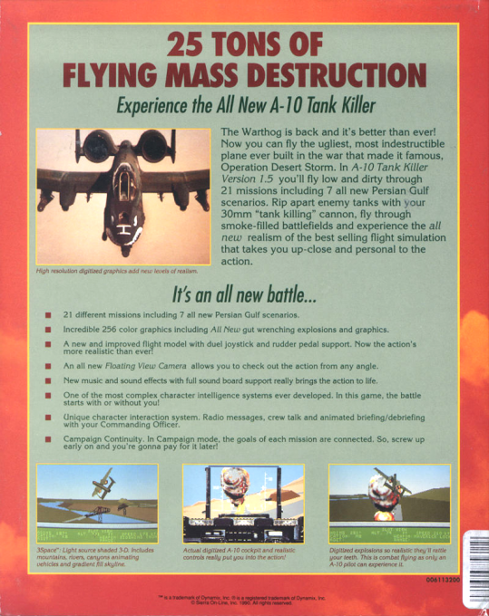 A-10 Tank Killer — box-2D-back (US)