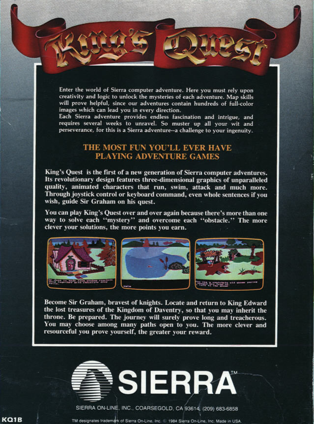 King's Quest I: Quest for the Crown (1987) — box-2D-back (WOR)