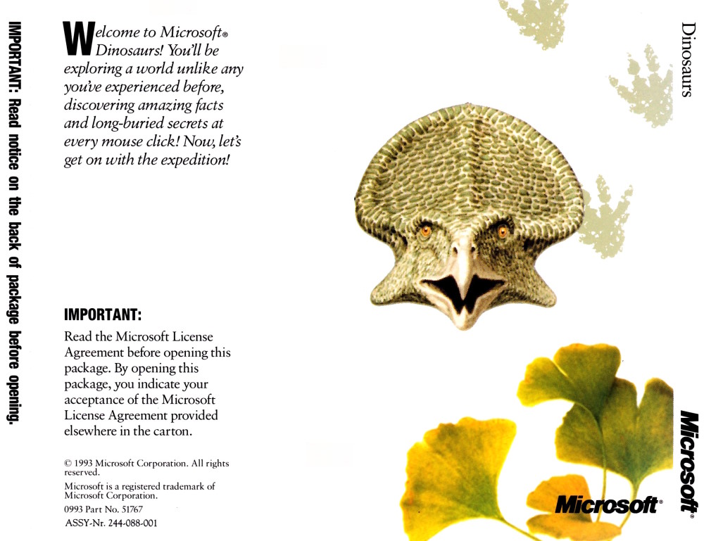 Microsoft Dinosaurs — box-2D-back (WOR)