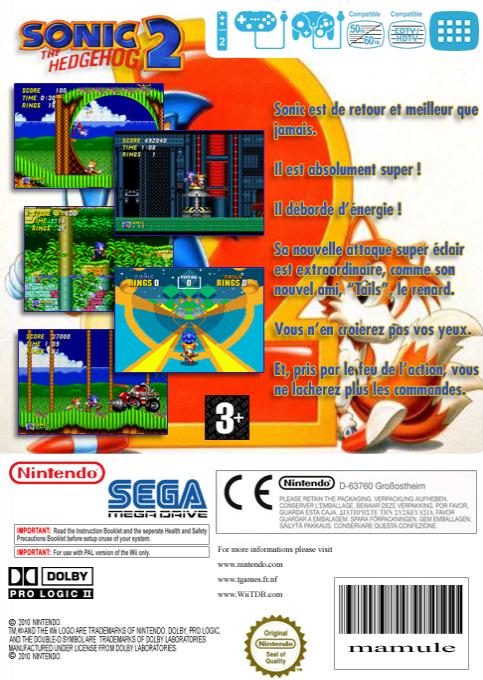 Sonic the Hedgehog 2 — box-2D-back (FR)
