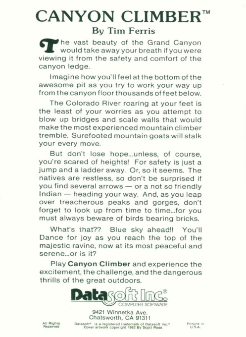 Canyon Climber — box-2D-back (US)