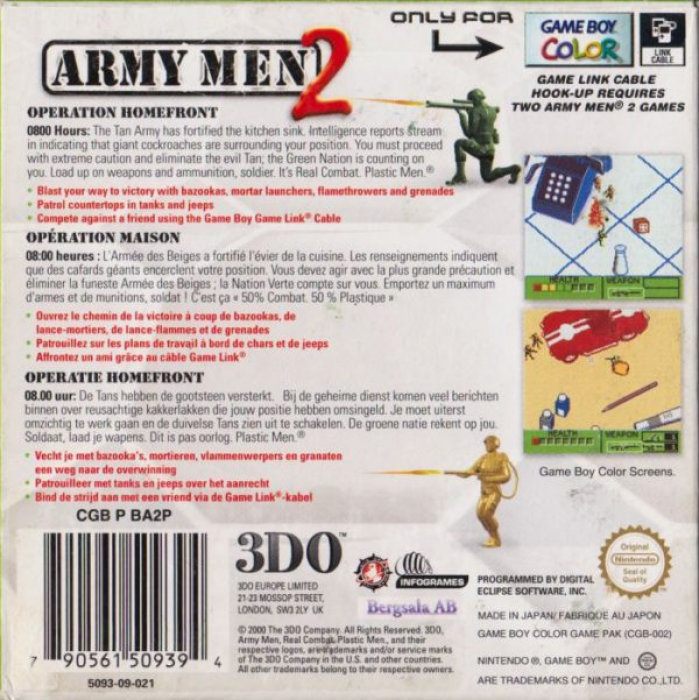 Army Men 2 — box-2D-back (EU)