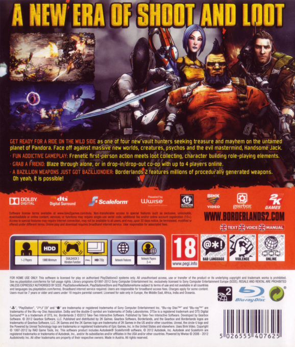 Borderlands 2 — box-2D-back (EU)