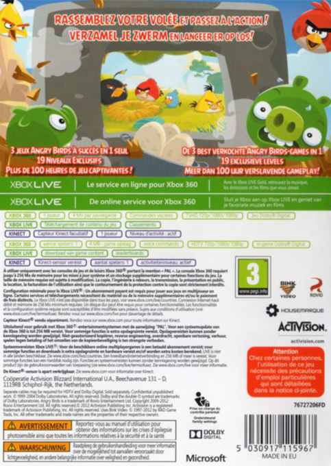 Angry Birds Trilogy — box-2D-back (FR)