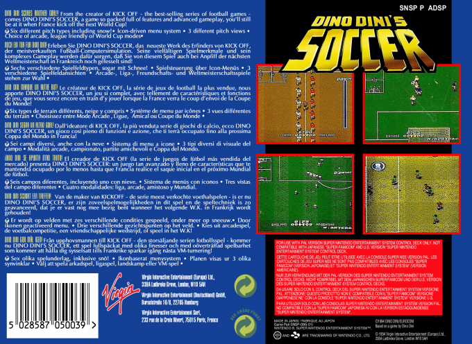 Dino Dini's Soccer — box-2D-back (EU)