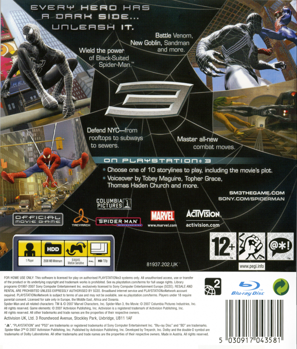 Spider-Man 3 — box-2D-back (EU)